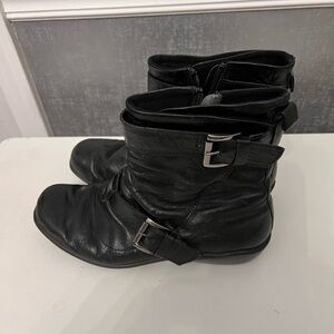 Black Leather Ankle Boots